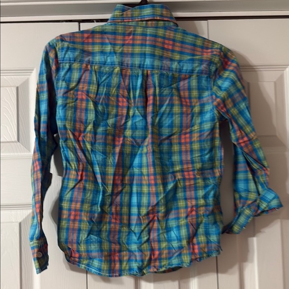 JK Designs Blue and Green Button Down Shirt - Picture 4 of 4